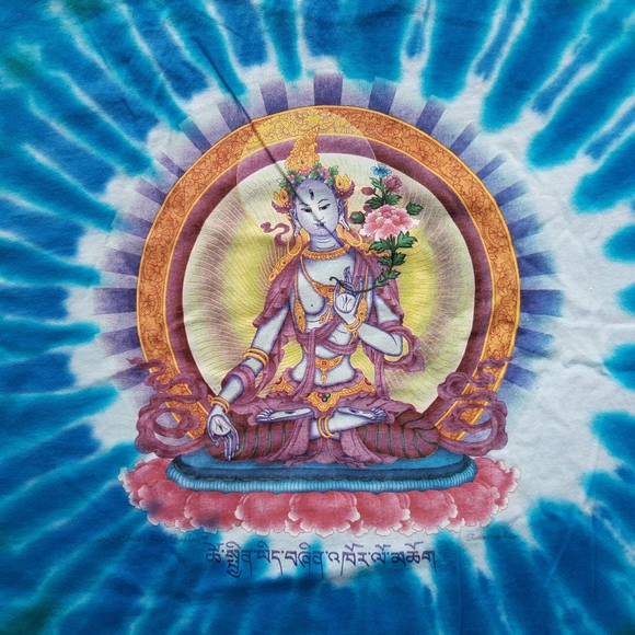 Blue Tie Dye Short Sleeve Tee with Buddha image - Picture 7 of 10